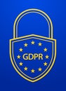 European Union General Data Protection Regulation illustration. Concept security technology with shield and padlock, lock. EU GDPR Royalty Free Stock Photo