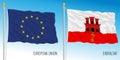 European Union and Gibraltar flags, vector illustration