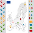 European Union Grey Map with markers