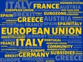 EUROPEAN UNION - image with words associated with the topic EUROPEAN_UNION, word cloud, cube, letter, image, illustration