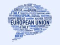 EUROPEAN UNION - image with words associated with the topic EUROPEAN_UNION, word cloud, cube, letter, image, illustration