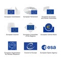 European Union institutional logos and icons set Royalty Free Stock Photo