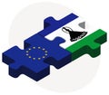 European Union and Lesotho Flags in puzzle