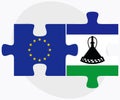 European Union and Lesotho Flags in puzzle