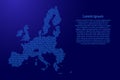 European Union map abstract schematic from blue ones and zeros b