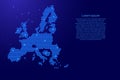 European Union map abstract schematic from blue triangles repeating pattern geometric background with nodes and space stars for