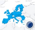 European union on map of Europe Royalty Free Stock Photo