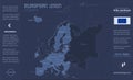 European Union map, Europe individual states, infographics blue flat design Royalty Free Stock Photo