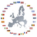 European union map with flags in circle Royalty Free Stock Photo