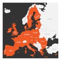 European Union map. Orange marked EU member states Royalty Free Stock Photo