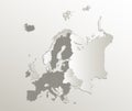 European Union map, separates Europe states, card paper 3D natural blank Royalty Free Stock Photo