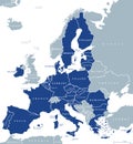 Map of European Union member states after Brexit, English labeling