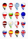 European Union members map pointers with flags.Part 2 Royalty Free Stock Photo