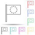 European union multi color set icon. Simple thin line, outline vector of flags icons for ui and ux, website or mobile application Royalty Free Stock Photo