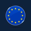European union national flag Circle button Icon. Simple flag, official colors and proportion correctly. Flat vector illustration Royalty Free Stock Photo
