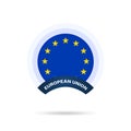 European union national flag Circle button Icon. Simple flag, official colors and proportion correctly. Flat vector illustration Royalty Free Stock Photo