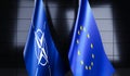 European Union and NATO flags - 3D illustration