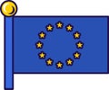 European union official flag on flagstaff vector