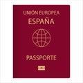 European union passport Spain. Espana passporte. Variation concept of a passport from around the world. A document citizens with