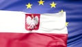 European union and Poland waving flags. Polexit concept