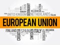 European Union is a political and economic union of 27 member states that are located in Europe, List of cities word cloud concept
