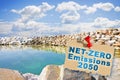 European Union sets new climate law: net-zero emissions are now a target for 2050 - Carbon Neutrality concept against a seascape