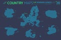 European Union, Spain, Ireland, Denmark, Poland and Germany Vector Maps