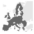 European Union territory grey silhouette. Map of EU. Vector illustration