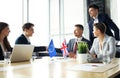 European Union and United Kingdom leaders shaking hands on a deal agreement. Royalty Free Stock Photo