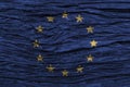 European Union & x28; EU & x29; flag with high detail of old wooden background . 3D illustration