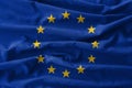 European Union & x28; EU & x29; flag painting on high detail of wave cotton fabrics . 3D illustration