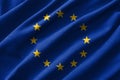 European Union & x28; EU & x29; flag painting on high detail of wave cotton fabrics . 3D illustration