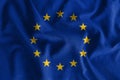 European Union & x28; EU & x29; flag painting on high detail of wave cotton fabrics . 3D illustration