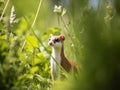 European weasel (Mustela erminea) in the grass. Made with Generative AI