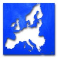 European white map in blue background