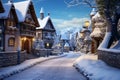 Scenic European winter village panorama, capturing the serenity and charm of the season