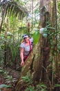 European Biologist Woman In The Tropical Rainforest, Cuyabeno Royalty Free Stock Photo