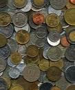 European and world coins background Royalty Free Stock Photo