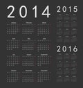 European 2014, 2015, 2016 year calendars