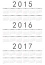 European 2015, 2016, 2017 year vector calendar