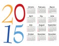 European 2015 year vector calendar