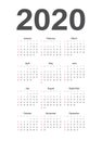 European 2020 year vector calendar