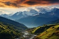 Europes Svaneti region, a foggy mountain pass in the Caucasus Royalty Free Stock Photo