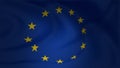 Europian Union flag closeup waving