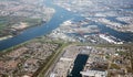 Europoort rotterdam from the sky with rozenburg village Royalty Free Stock Photo