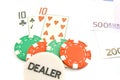 Euros, cards and chips Royalty Free Stock Photo