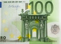 100 euros close up. Money background.