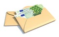 Euros in envelope 3D