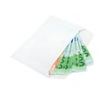 Euros in an envelope isolated over white