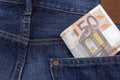 Euros (EUR) in a pocket. Royalty Free Stock Photo